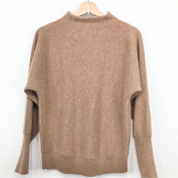 Magaschoni 100% Cashmere Super Soft Tan Funnel Neck Pullover Sweater - Picture 8 of 12
